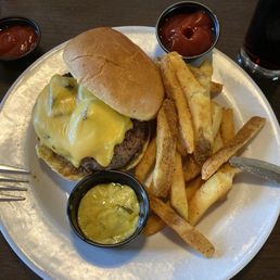 Mushroom burger and fries
