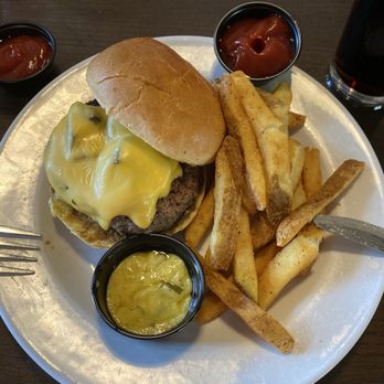 Olde Liberty Station - Mushroom burger and fries - American Near Me - Bedford, Virginia