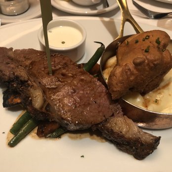 Black+Blue Vancouver - Prime rib with garlic mashed potatoes.  This was 1 of 2.  They were so nice to split it for us already. - Steakhouses Near Me - Vancouver, British Columbia