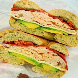 Patty Cakes Bakery & Bagels - Rye bagel with turkey, bacon, avocado and cheese