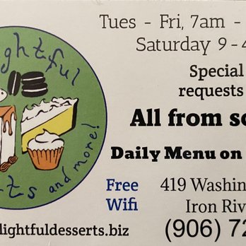 Delightful Desserts and More - Logo, address, telephone and store hours - Desserts Near Me - Iron River, Michigan