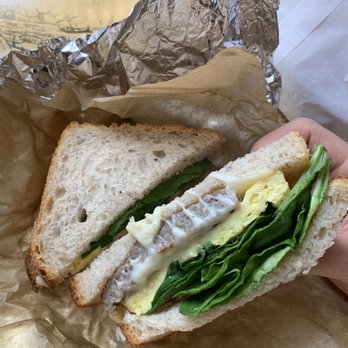Thinking Cup - Sausage, egg, cheese, and spinach on sourdough - Coffee & Tea Near Me - Boston, Massachusetts