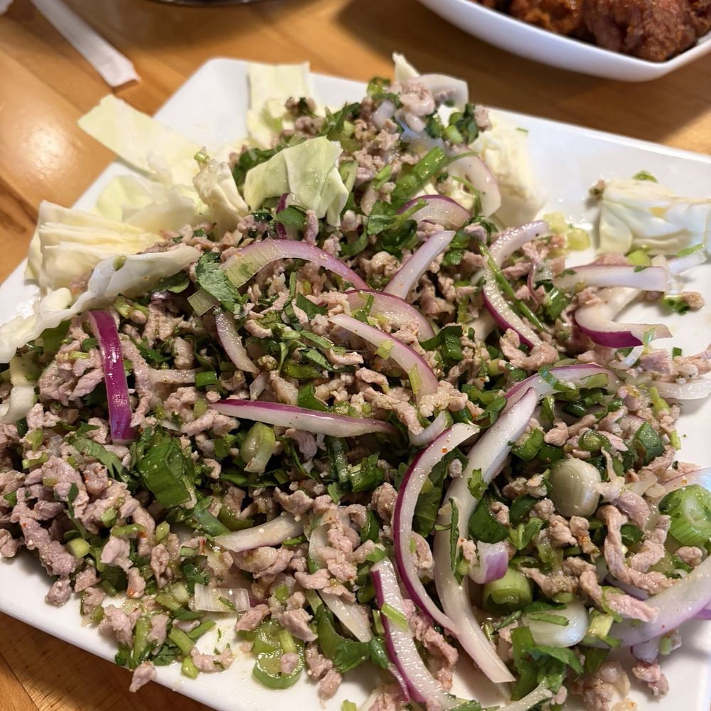 Mint Thai Kitchen - Ground Chicken or Pork Salad (Larb) - Thai Near Me - Houston, Texas Mint Thai Kitchen - Ground Chicken or Pork Salad (Larb) - Thai Near Me - Houston, Texas