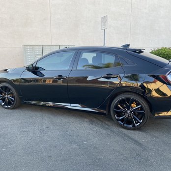 Alpha AutoSports - After: diamond black powder-coated wheels with gold calipers. - Powder Coating Near Me - Glendale, California Alpha AutoSports - After: diamond black powder-coated wheels with gold calipers. - Powder Coating Near Me - Glendale, California