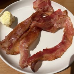 Side of bacon (with an extra dollop of butter from hubby's pancake dish) Side of bacon (with an extra dollop of butter from hubby's pancake dish)