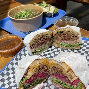 And Broth - BBH (bun bo hue) sandwich / Pho brisket on rye sandwich / Tai lan specialty pho - Asian Fusion Near Me - Santa Ana, California And Broth - BBH (bun bo hue) sandwich / Pho brisket on rye sandwich / Tai lan specialty pho - Asian Fusion Near Me - Santa Ana, California