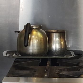 Falafel Cafe Middle Eastern Cuisine - two kettles on the stove - Mediterranean Near Me - Cleveland, Ohio