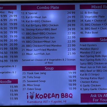 I Love Korean BBQ - Menu as of June 2026 - Korean Near Me - Kapolei, Hawaii