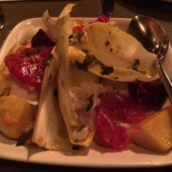 AOC - Endive, beets, blood orange, Dungeness crab, charmoula - Cocktail Bars Near Me - Los Angeles, California