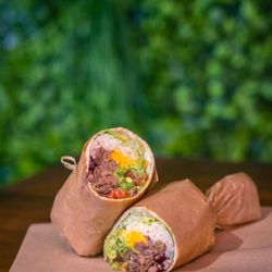 Avocado Bistro - Burrito & guacamole with pulled aged beef