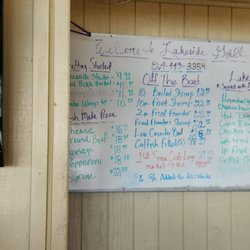 Plum Branch Yacht Club and Lakeside Grill - The menu on the board.