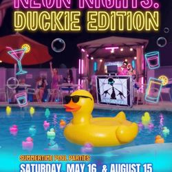 St James Restaurant & Cabaret - Neon Nights: Duckie Edition -- May 16 & Aug 15.
21+ | Ladies bring a gentlemanTan by day, Glow, float, & enjoy the bubble fun by night.