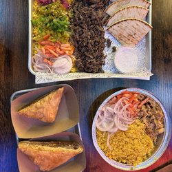 Shawarma Cart - DNER/SHAWARMA (BOWL), Peri-Peri (bowl), and 2 Walnut Baklava