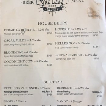 One Lake Brewing - Beer menu - Breweries Near Me - Oak Park, Illinois One Lake Brewing - Beer menu - Breweries Near Me - Oak Park, Illinois