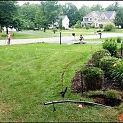 Garden Time Sprinkler Services - Look how clean we keep your lawn after installing pipe and they are not even done.