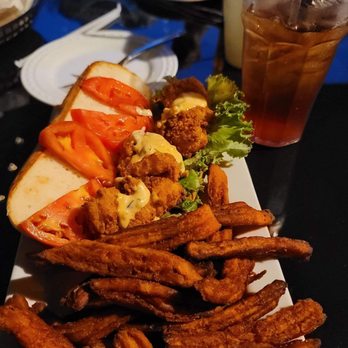 Bistro 221 - Shrimp Poboy and sweet potato fries and, of course, sweet tea.  Delicious! - American Near Me - Saint George, South Carolina
