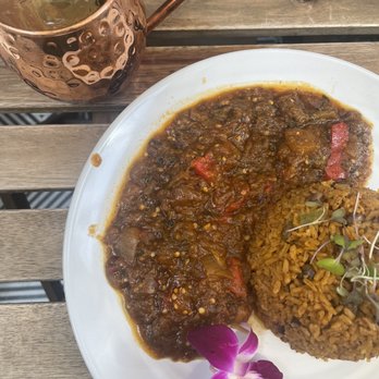 Santiago's Garden - Stewed eggplant with coconut rice - Dominican Near Me - New York, New York Santiago's Garden - Stewed eggplant with coconut rice - Dominican Near Me - New York, New York
