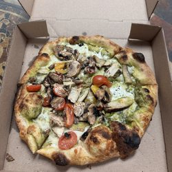 JB's Wood Fire Pizza - This is the chicken pesto . I added mushrooms. Sooooo good makes me cry a little