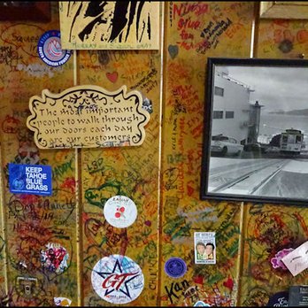 Squeeze In - The walls of the restaurant are decorated with photos, plaques, along with stickers of every kind. Lots of "autographs..." - Breakfast & Brunch Near Me - Truckee, California Squeeze In - The walls of the restaurant are decorated with photos, plaques, along with stickers of every kind. Lots of "autographs..." - Breakfast & Brunch Near Me - Truckee, California