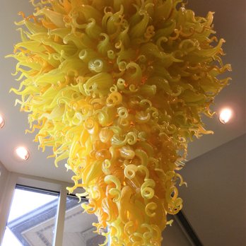 Yellow Neon Chandelier - Yellow Neon Chandelier by Dale Chihuly (1995) inside the Visitors Center - Public Art Near Me - Columbus, Indiana Yellow Neon Chandelier - Yellow Neon Chandelier by Dale Chihuly (1995) inside the Visitors Center - Public Art Near Me - Columbus, Indiana