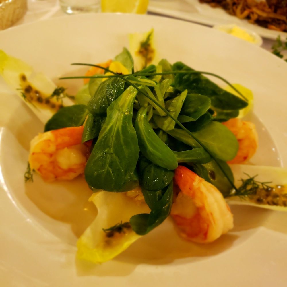 Café du Centre - Prawn salad with passion fruit & grapefruit(it wasnt grapefruit) - French Near Me - Geneva, GE Café du Centre - Prawn salad with passion fruit & grapefruit(it wasnt grapefruit) - French Near Me - Geneva, GE