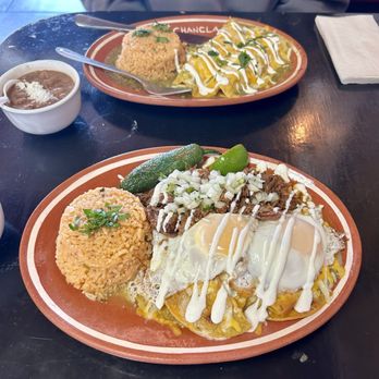 La Chancla Mexican Grill - 2 Enchiladas w/ Rice and Beans (chicken) - Mexican Near Me - Long Beach, California