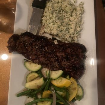 Jake's Steakhouse - Pepper strip, steak, veggies, cauliflower risotto - Steakhouses Near Me - Tehachapi, California