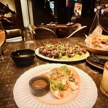 Amaya Modern Mexican - crispy avocado tacos and tri color cauliflower rice with chips and salsa - Mexican Near Me - Las Vegas, Nevada