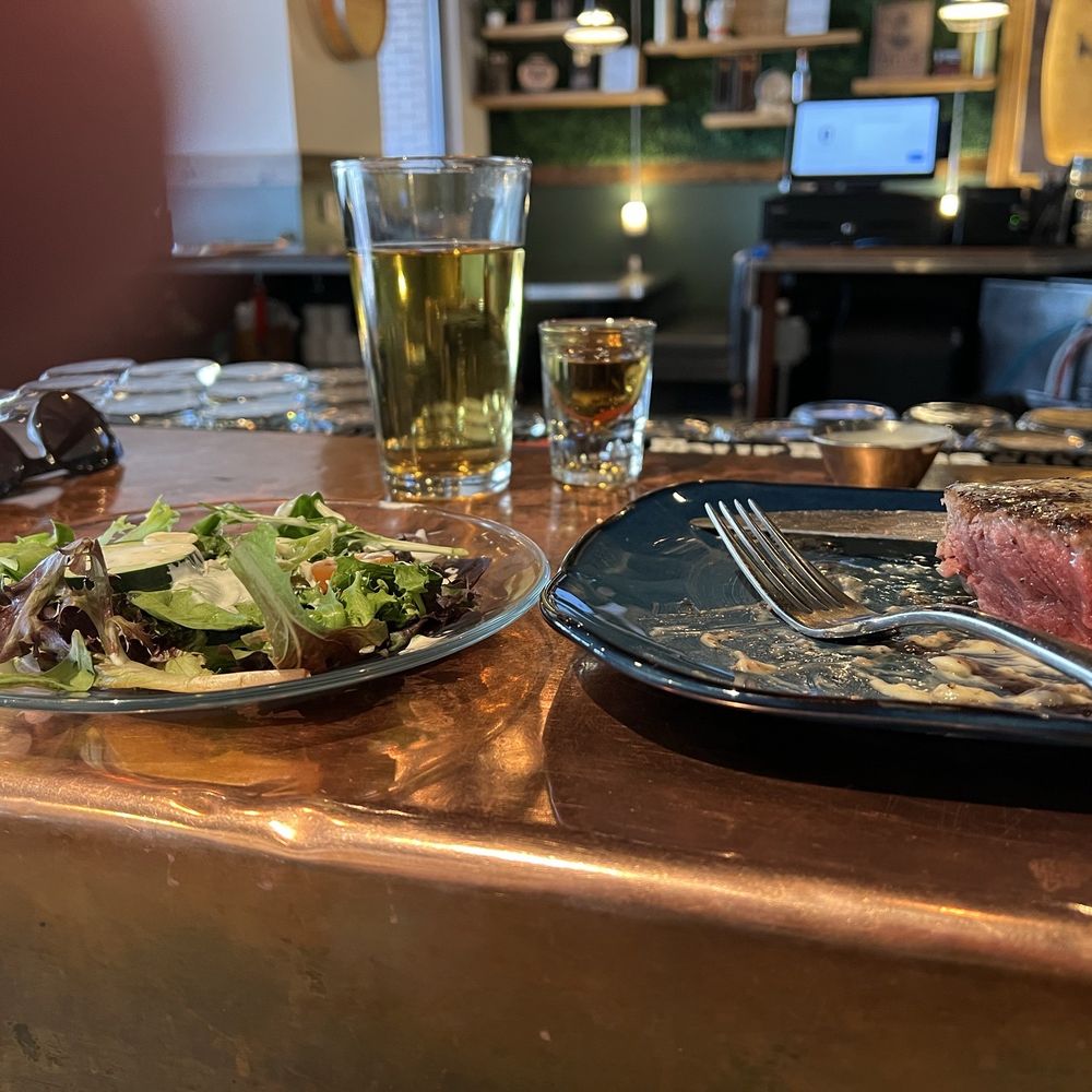 The Single Barrel - My dinner of a house salad with a 6 oz filet. A shot of Wild Turkey 101 and a Bud Lite. - Steakhouses Near Me - Lincoln, Nebraska The Single Barrel - My dinner of a house salad with a 6 oz filet. A shot of Wild Turkey 101 and a Bud Lite. - Steakhouses Near Me - Lincoln, Nebraska