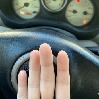 Diamond Nail - Notice the difference in length, Right hand. - Nail Salons Near Me - Wilmington, North Carolina Diamond Nail - Notice the difference in length, Right hand. - Nail Salons Near Me - Wilmington, North Carolina