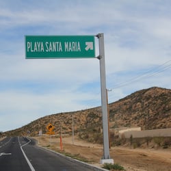 Playa Santa Maria - Big highway sign as you're driving toward San Jose del Cabo. (Going toward Cabo San Lucas we didn't see any good signs--had to double back.)
