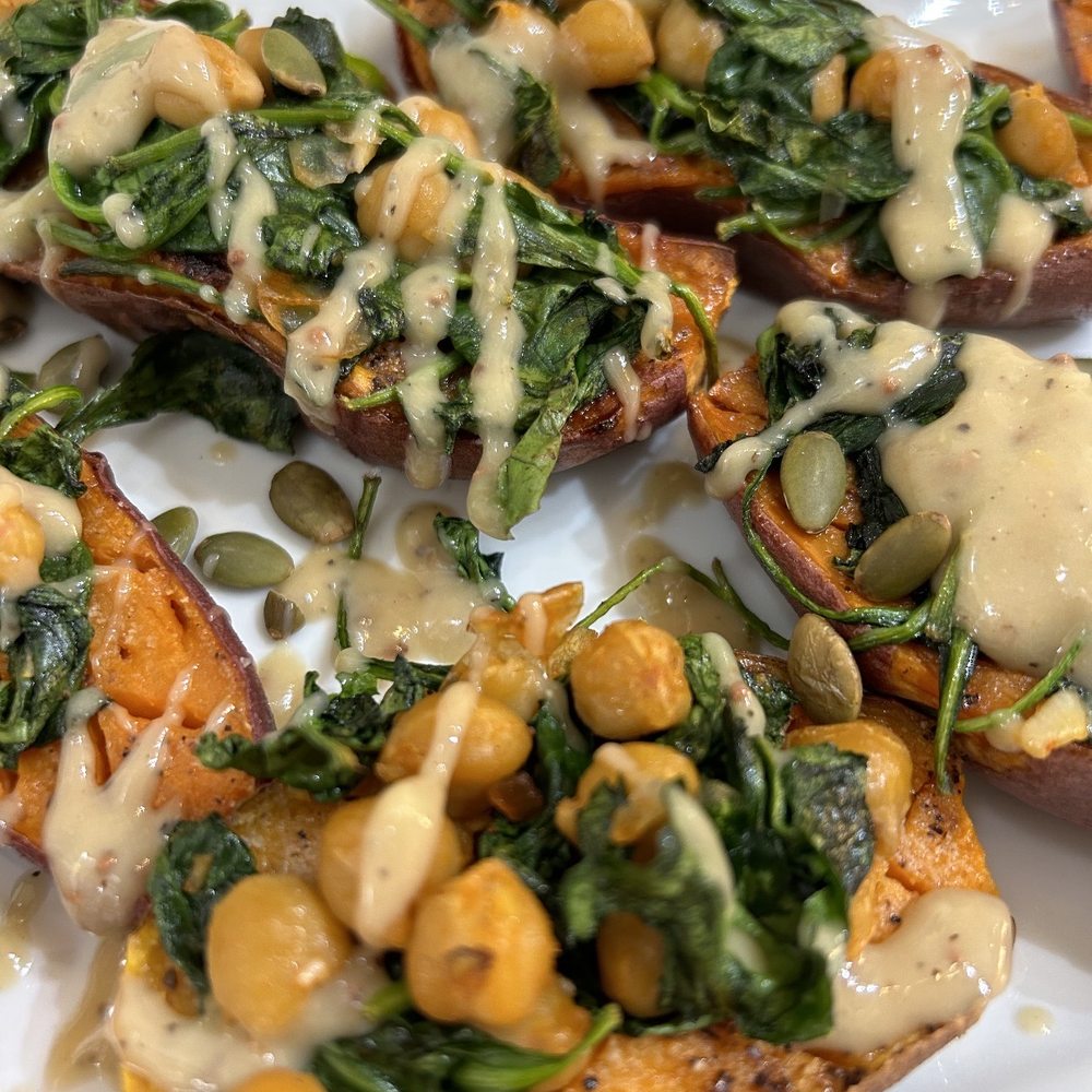 Moveable Feast Miami - That's just one of her Amazing Dishes with Garbanzo, Spinach& Tahini Sauce Delicious - Personal Chefs Near Me Moveable Feast Miami - That's just one of her Amazing Dishes with Garbanzo, Spinach& Tahini Sauce Delicious - Personal Chefs Near Me
