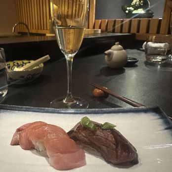 TORO - My favorite Otoro sushi and torched wagyu with sauce - Sushi Bars Near Me - Honolulu, Hawaii