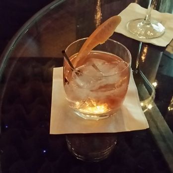 Vesper Bar - "Brass Ring" - High West Silver Whiskey, La Diablada Pisco Lillet Rose, Rhubarb Tea Liquor, Peychauds & Plum Bitters - Lounges Near Me - Las Vegas, Nevada Vesper Bar - "Brass Ring" - High West Silver Whiskey, La Diablada Pisco Lillet Rose, Rhubarb Tea Liquor, Peychauds & Plum Bitters - Lounges Near Me - Las Vegas, Nevada