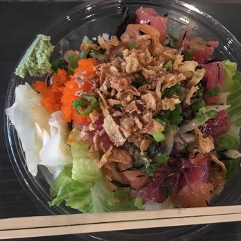 The Block - Poke Bowl-Tuna, Salmon, masago, ginger, wasabi, green onion and crispy onion with classic sauce.  Mmmm. - Asian Fusion Near Me - Annandale, Virginia
