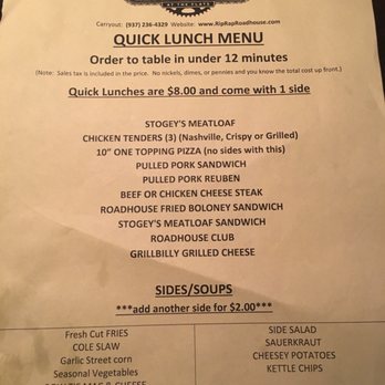 Rip Rap Roadhouse - Lunch quick menu - American Near Me - Dayton, Ohio