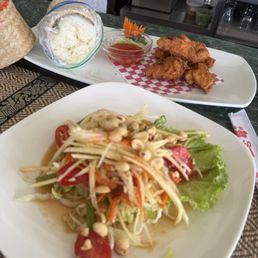 Papaya Salad & Sticky rice with chicken Papaya Salad & Sticky rice with chicken