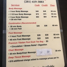 9/18 Pricing - the 1 hour foot massage is AMAZING! 9/18 Pricing - the 1 hour foot massage is AMAZING!