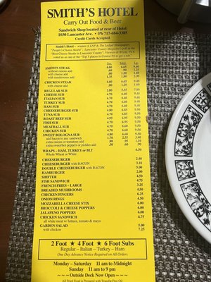 Menu photo 1 Smith's Hotel Columbia, PA Menu photo 1 Smith's Hotel Columbia, PA