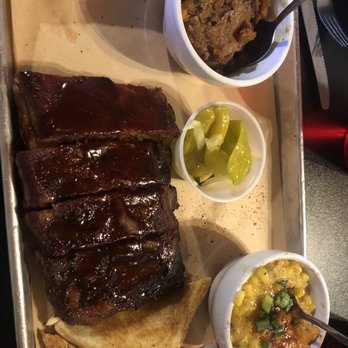 Gettin' Basted - Sweet potato casserole, poblano corn brûlée and 1/2 rack of ribs. - Barbeque Near Me - Branson, Missouri Gettin' Basted - Sweet potato casserole, poblano corn brûlée and 1/2 rack of ribs. - Barbeque Near Me - Branson, Missouri