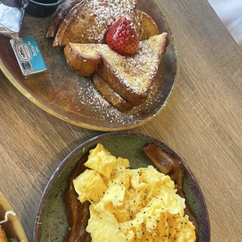 Aloha Stacks - Lil bites. Perfect size of French toast and side of eggs with bacon - Breakfast & Brunch Near Me - Whittier, California Aloha Stacks - Lil bites. Perfect size of French toast and side of eggs with bacon - Breakfast & Brunch Near Me - Whittier, California