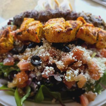 Baba Kabob - Chicken kabob and kofta with salad - some of the best kabobs I've eaten. - Mediterranean Near Me - Poway, California