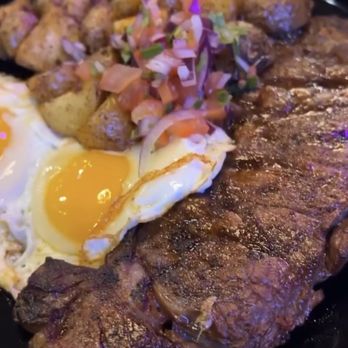 Ritmo Kitchen and Lounge - Ribeye steak, eggs, and potatoes - Lounges Near Me - Bakersfield, California