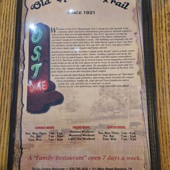 Ost Restaurant - History - American Near Me - Bandera, Texas Ost Restaurant - History - American Near Me - Bandera, Texas