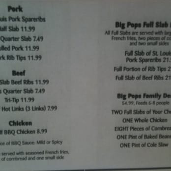 Big Pop's BBQ and Grill - Menu 2 of 3 - Barbeque Near Me - Pacoima, California