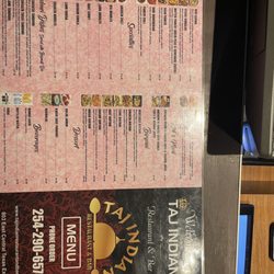Taj Indian Restaurant and Bar - Updated menu December 23,2023