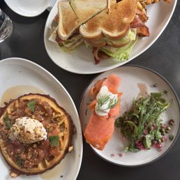 Belgian Waffle, Potato Latke & Smoked Salmon, Turkey Club Belgian Waffle, Potato Latke & Smoked Salmon, Turkey Club