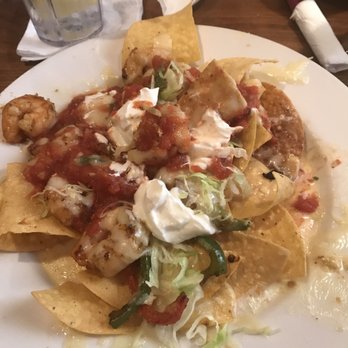 EL Cerro Grande - Shrimp Fajita nachos. I added sour cream and salsa on mine! - Mexican Near Me - Myrtle Beach, South Carolina