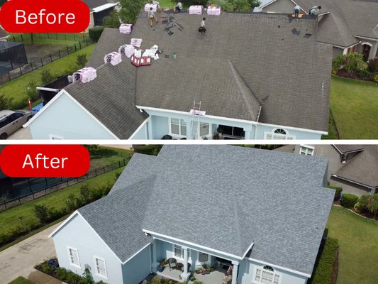 Roof Replacement St. Augustine, FL - After many years of wear and tear, it was time for a new roof for this St. Augustine home. Check out this amazing before/after.