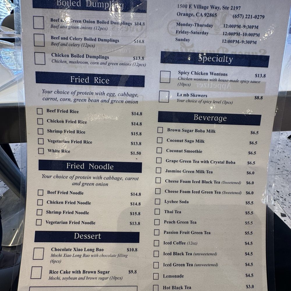 Super Dumpling - Menu (October 2024) - Noodles Near Me - Orange, California